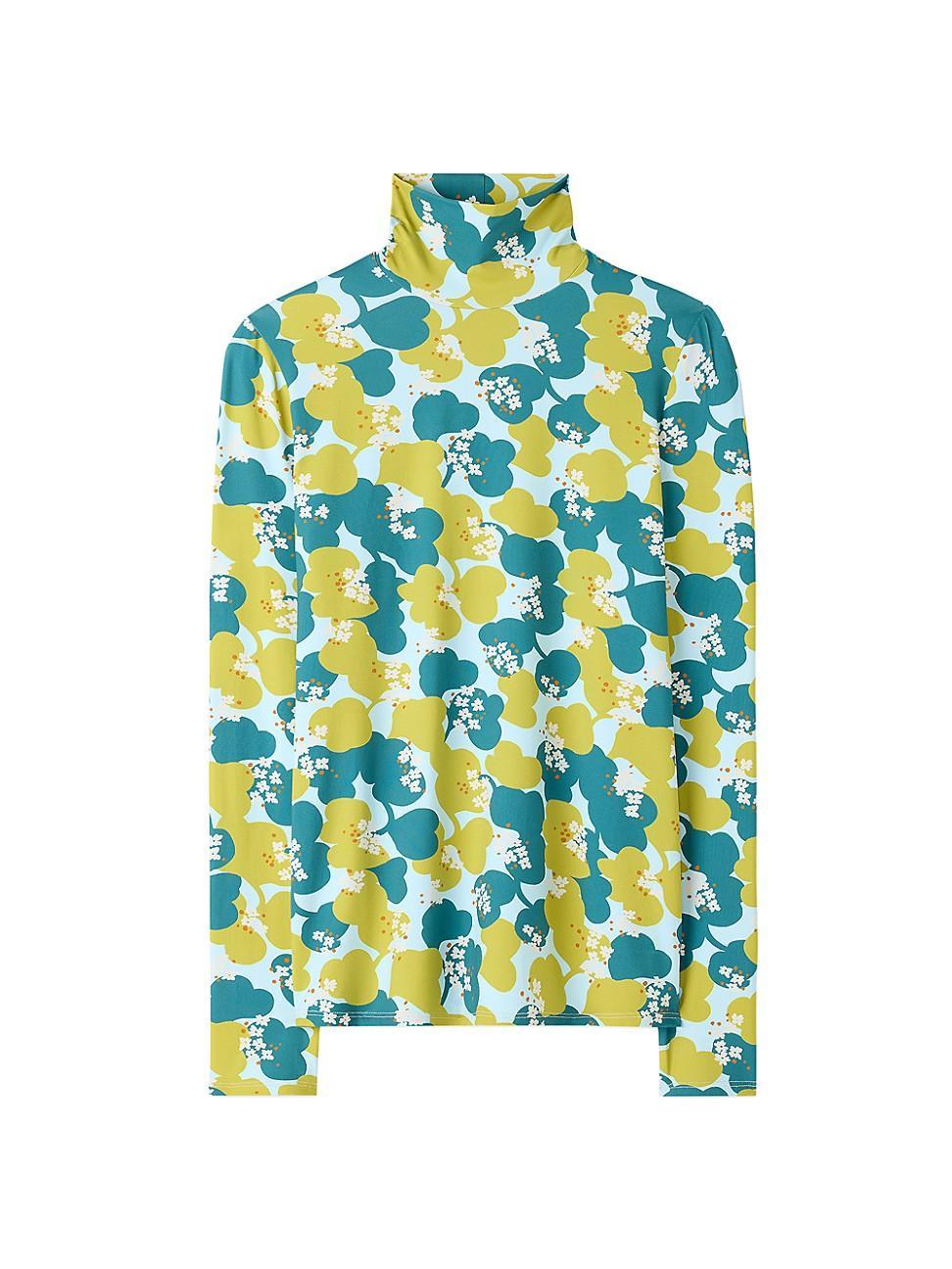 St. John Collection Nuda 60s Floral Turtleneck Top Product Image