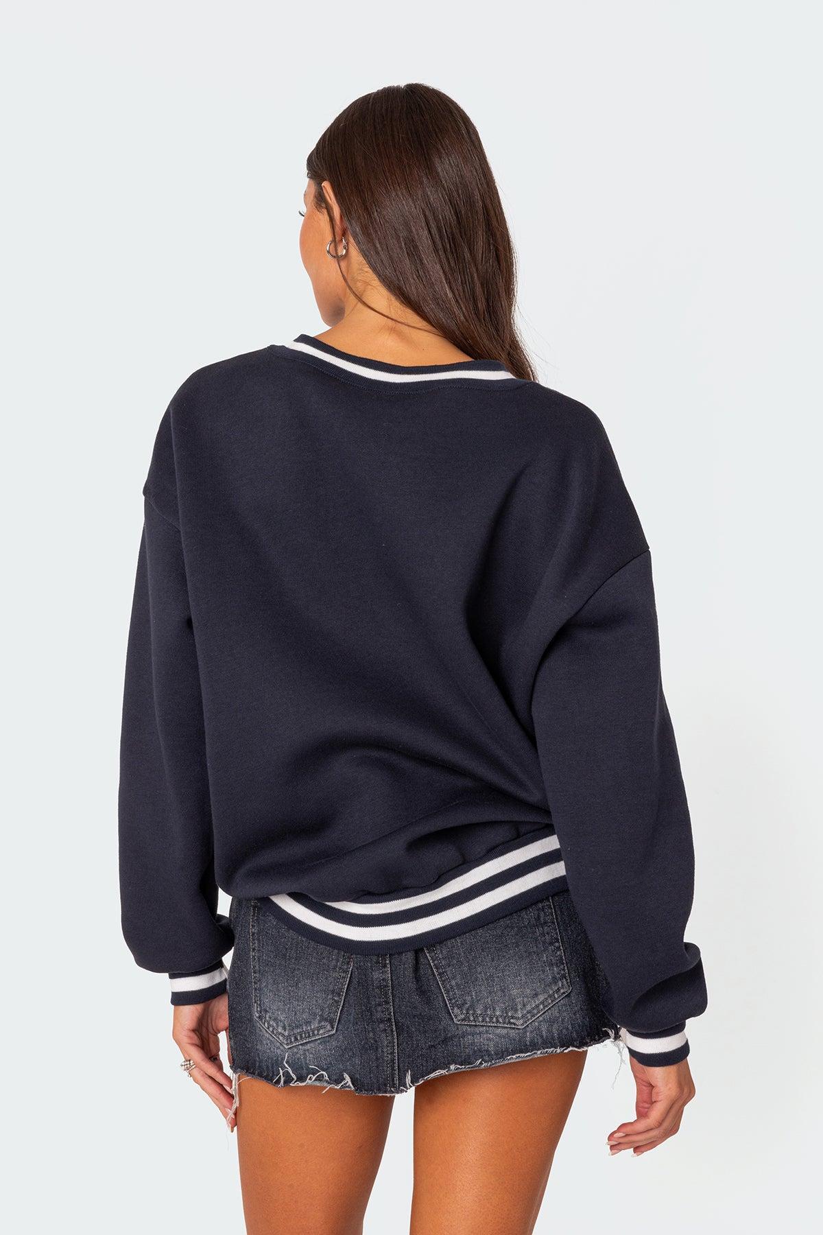 Caryn Oversized V Neck Sweatshirt Product Image