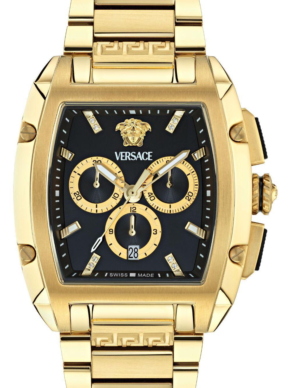 VERSACE Men's Swiss Chronograph Dominus Gold Ion Plated Bracelet Watch 42x50mm In Yellow Gold Product Image