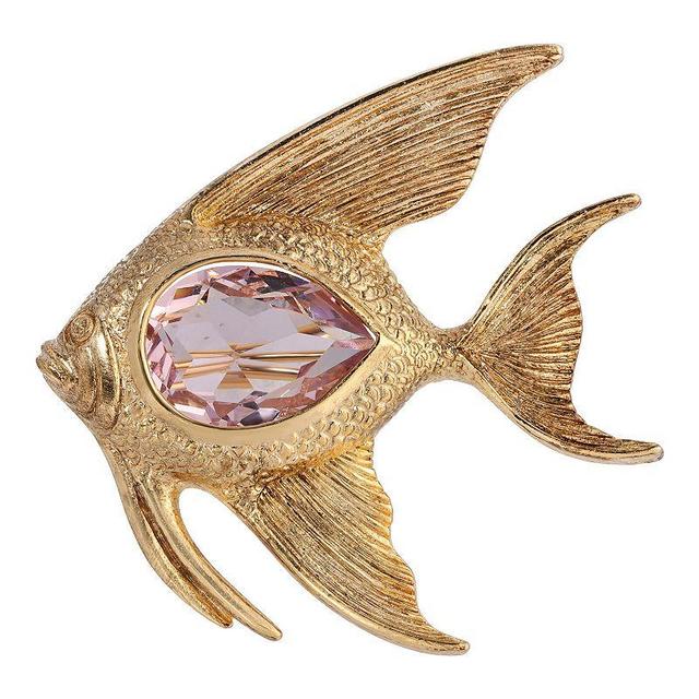 1928 Gold Tone Crystal Angelfish Pin, Womens, Pink Product Image