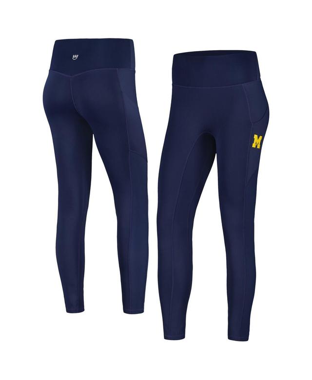 Womens Kadyluxe Navy Michigan Wolverines 7/8 Mixed Media Pocket iLeggings Product Image