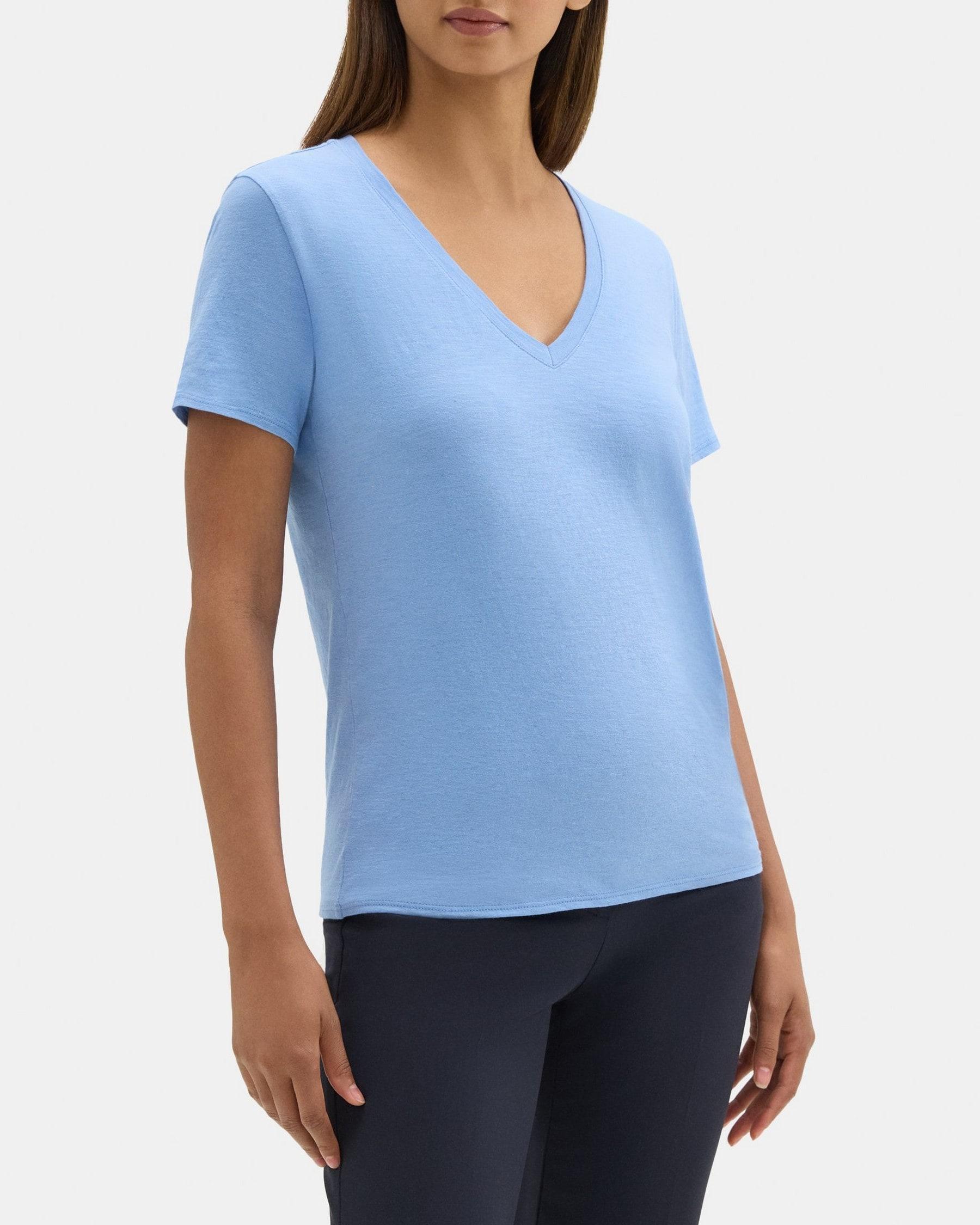 V-Neck Tee in Slub Cotton Product Image