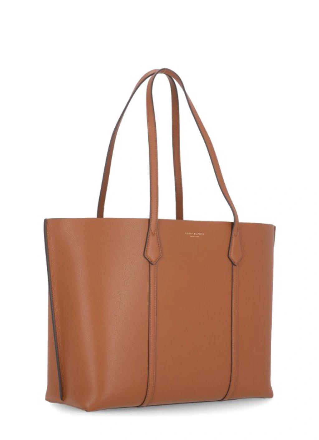 Perry Triple Compartment Leather Tote In Light Umber Product Image