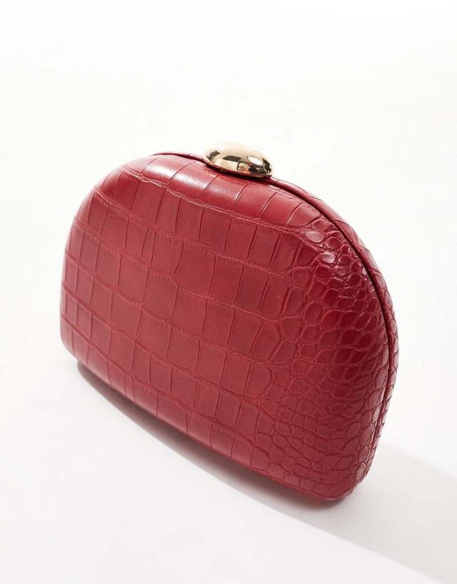 True Decadence faux croc box clutch in red Product Image