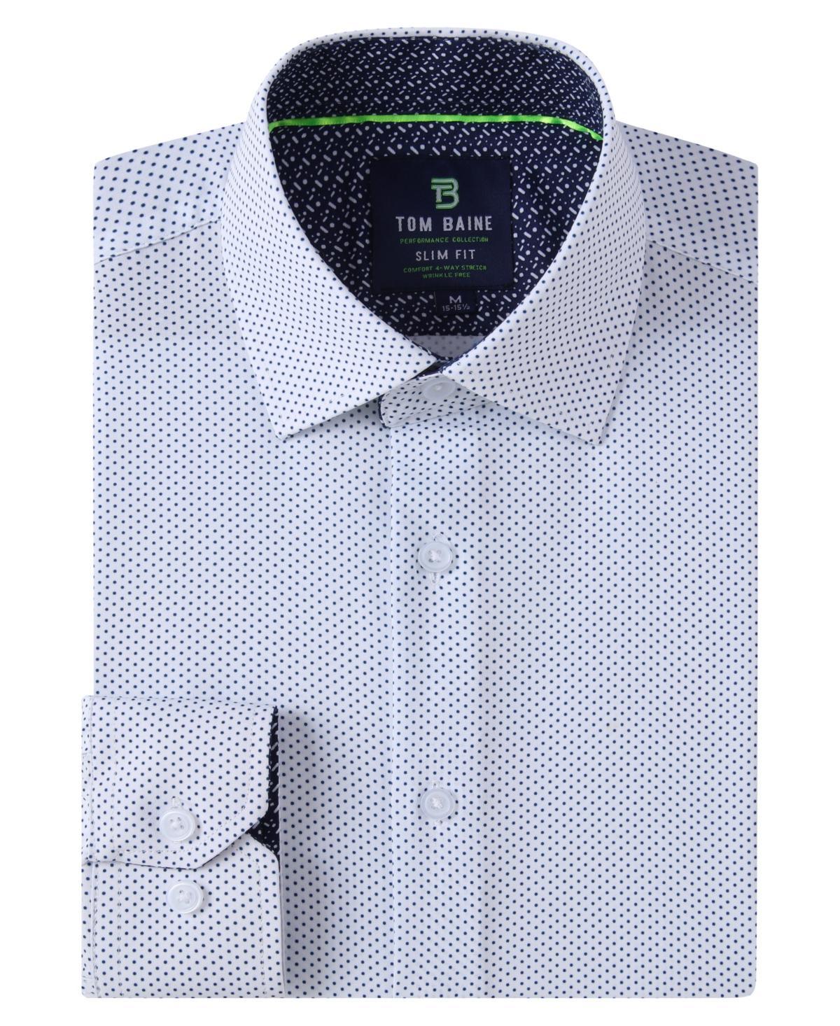 Tom Baine Mens Slim Fit Pin Dot Button Down Shirt - Navy Product Image