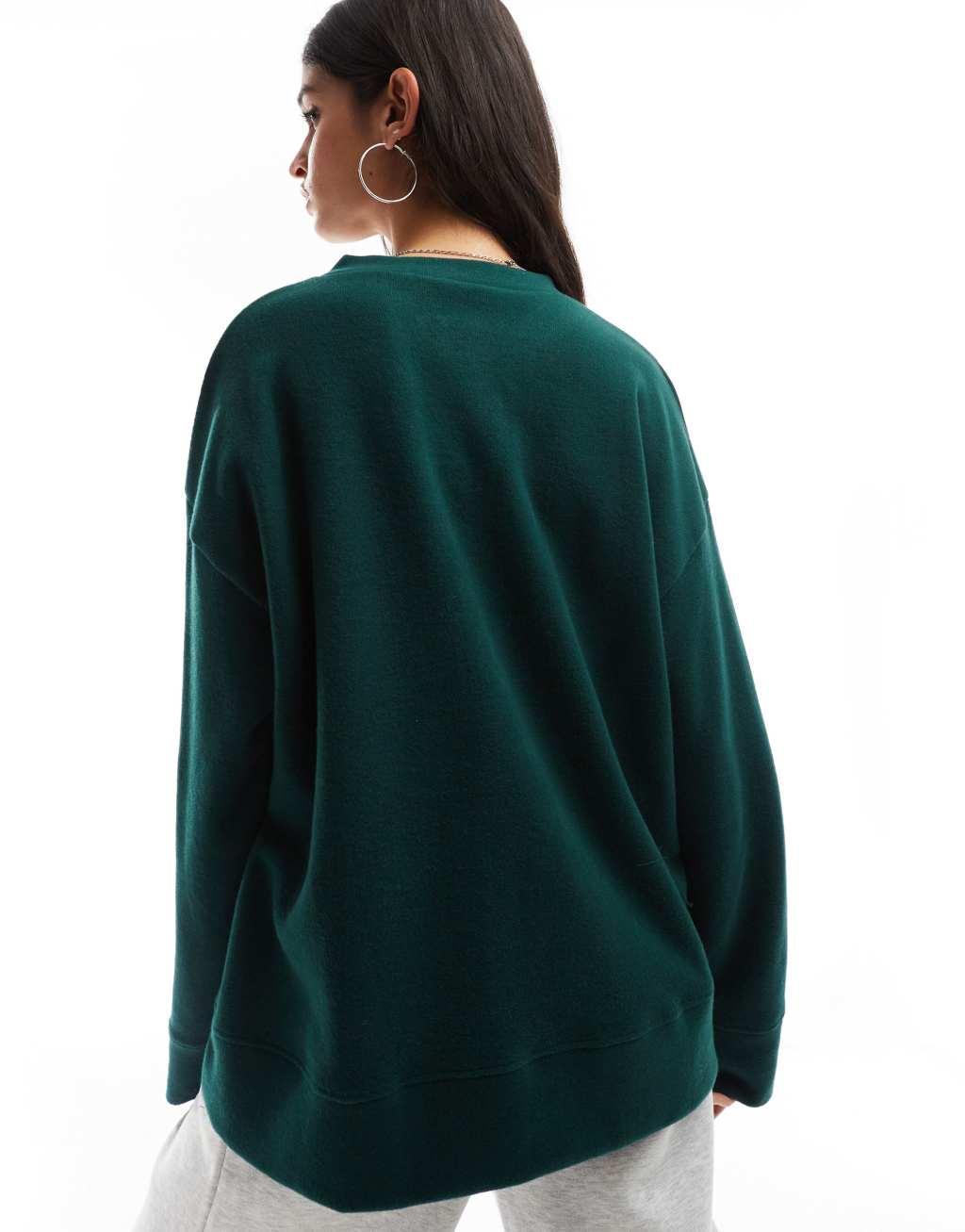 ASOS DESIGN super soft oversized henley in dark green Product Image