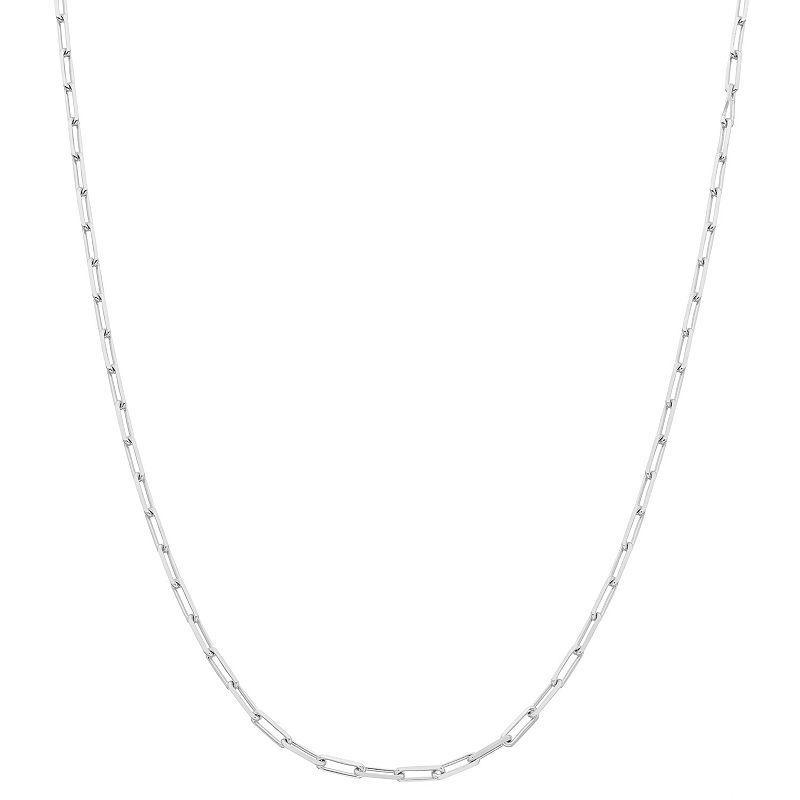 Sterling Silver Paper Clip Chain Necklace, Womens Product Image