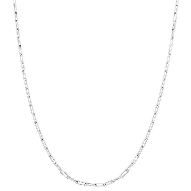 Sterling Silver Paper Clip Chain Necklace, Womens Product Image