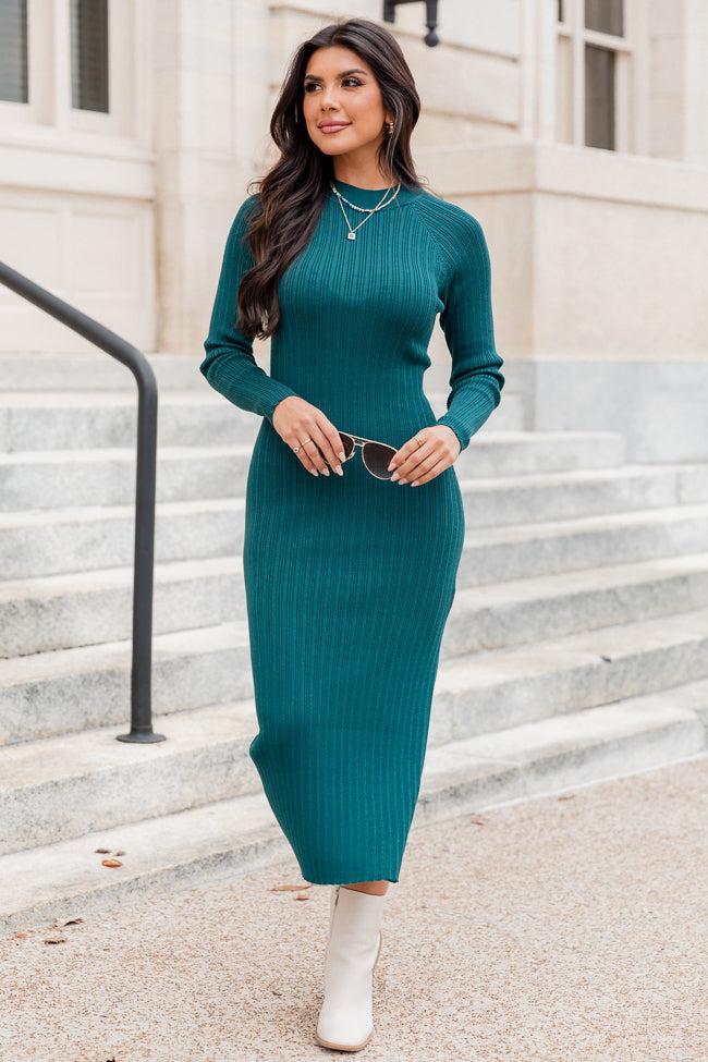 Timeless Beauty Teal Long Sleeve Midi Dress FINAL SALE product image