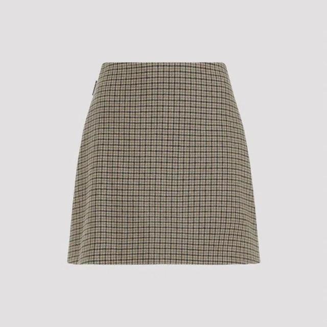 MONCLER Virgin Wool Mini Skirt 42 In Beige Product Image