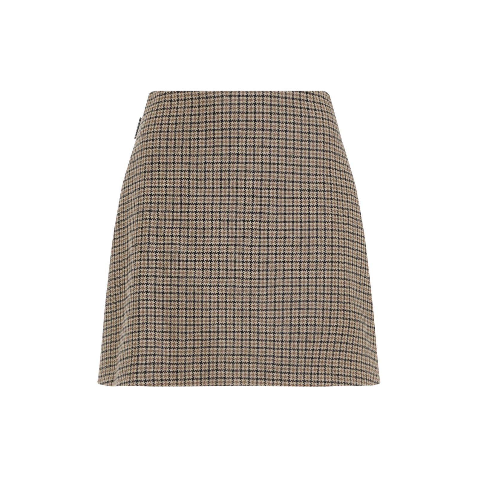 MONCLER Virgin Wool Mini Skirt 42 In Beige Product Image