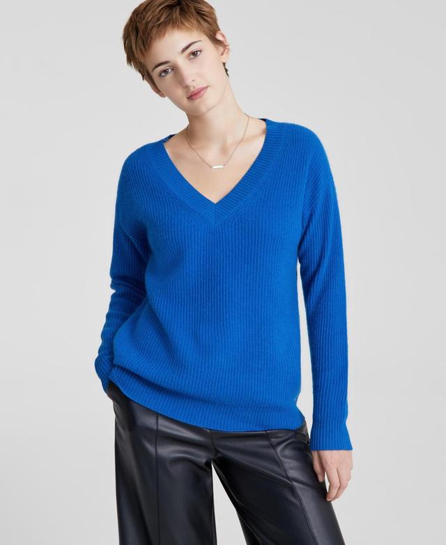 Charter Club Womens 100% Cashmere Ribbed V-Neck Sweater, Regular & Petites, Created for Macys Product Image