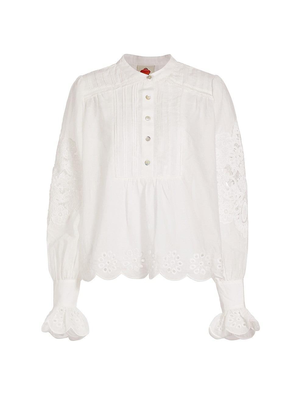 Womens Cotton Peasant Blouse Product Image