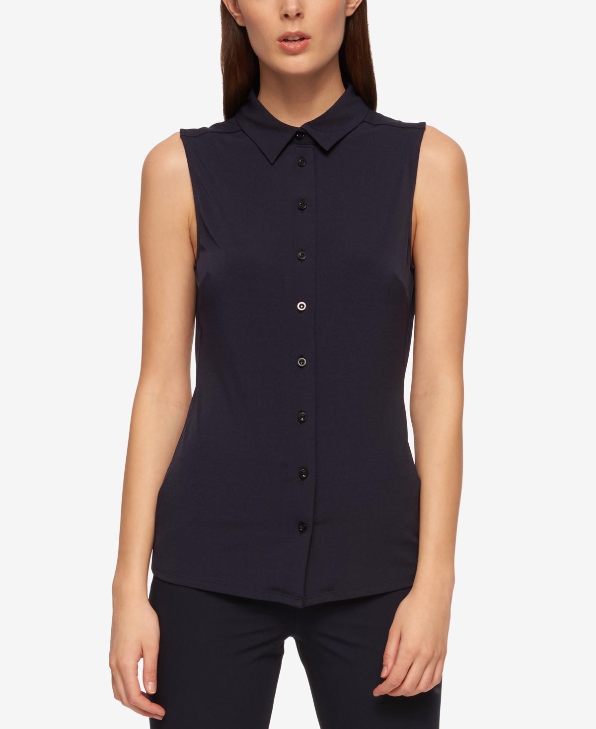 Tommy Hilfiger Womens Sleeveless Button Down Shirt - Midnight Product Image