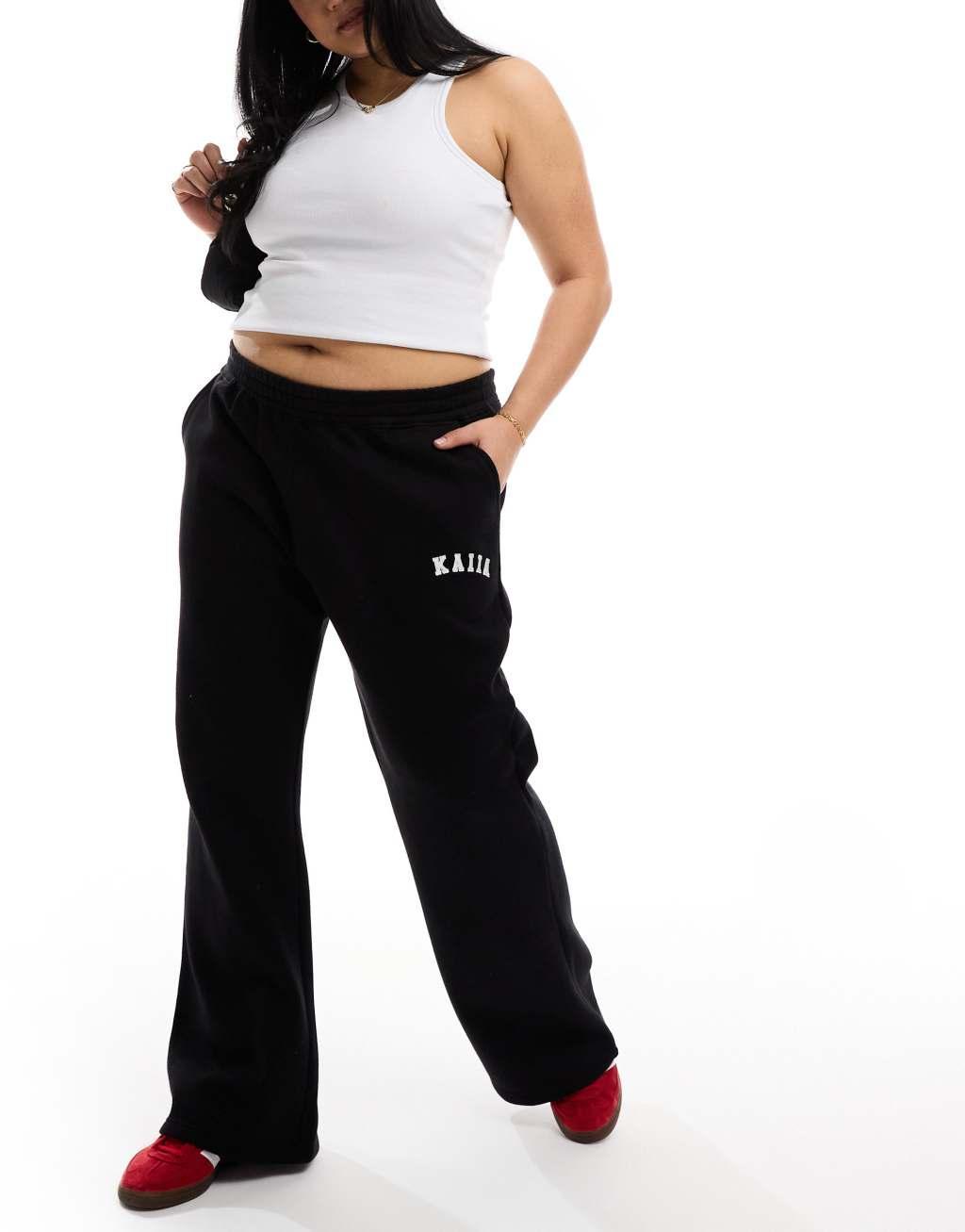 Kaiia Plus wide leg sweatpants in black Product Image