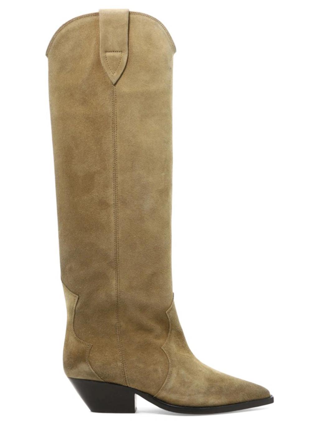 ISABEL MARANT Denvee Suede Knee-high Boots In Cream Product Image