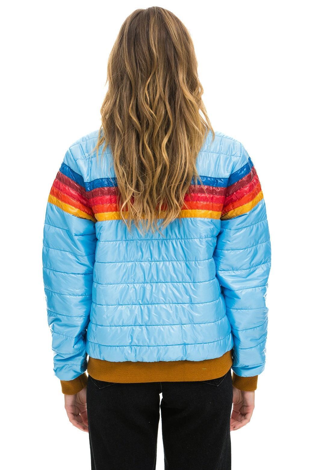 5 STRIPE RAINBOW SLEEVE JACKET -  SKY GLOSSY Female Product Image