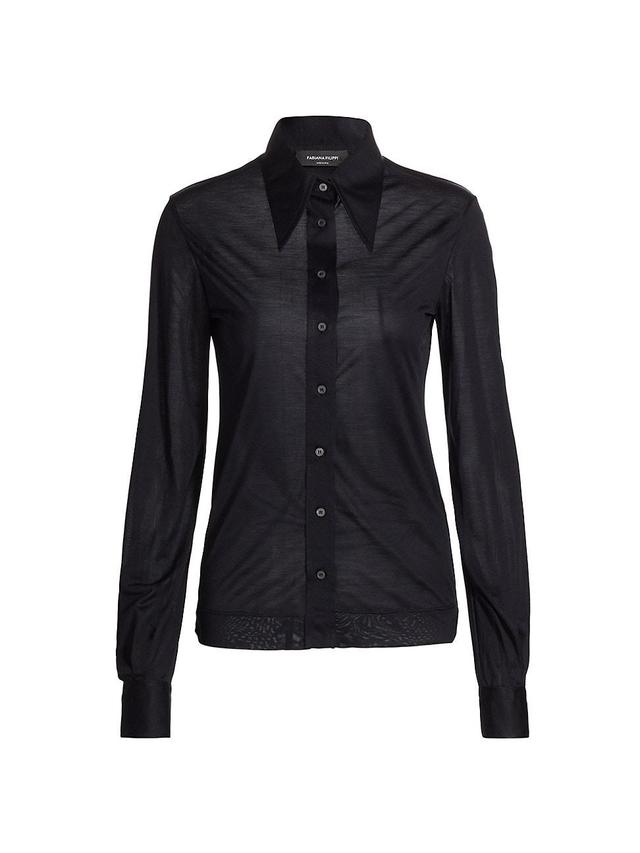 Womens Silk Jersey Long-Sleeve Shirt Product Image