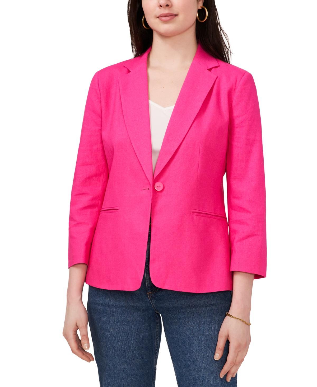 Women's Linen-Blend 3/4 Sleeve Single-Button Blazer Product Image