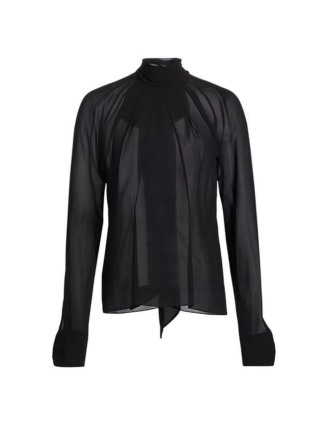 Womens Lyca Sheer Chiffon Long-Sleeve Blouse Product Image