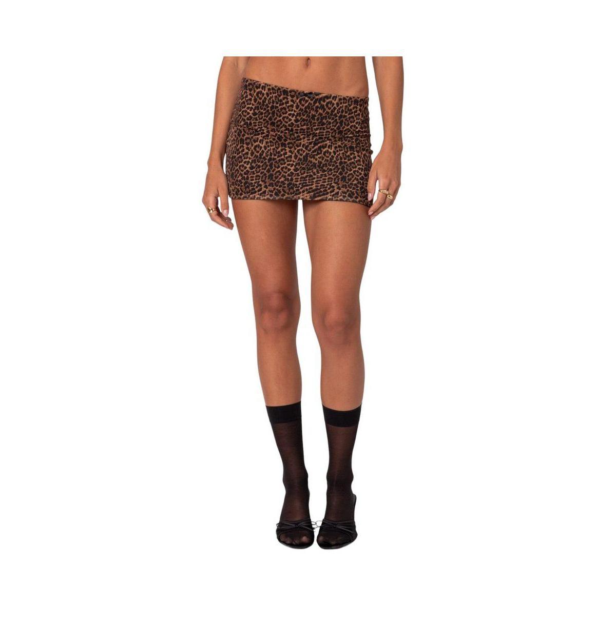 Edikted Womens Edin Leopard Print Mesh Mini Skirt Product Image