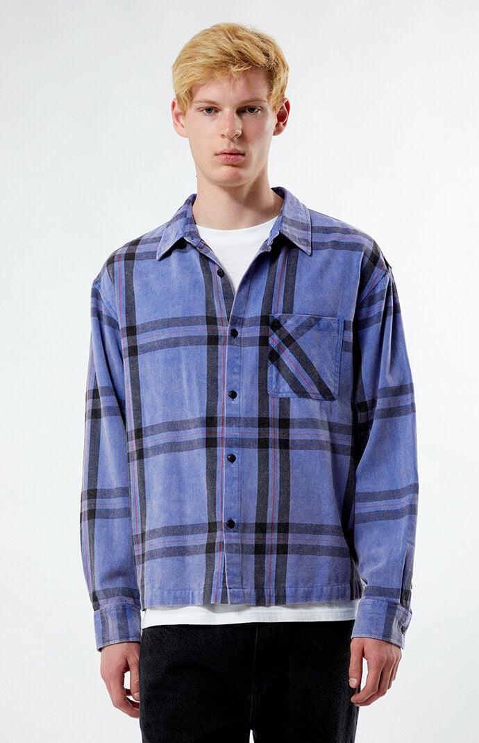 Men's Washed Cropped Flannel Shirt - Product Image