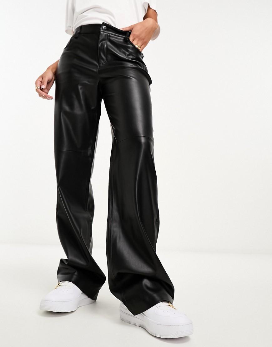 Mango Womens Leather Effect High Waist Pant product image