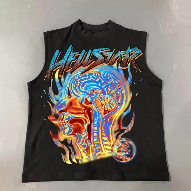 Men's Hellstar Fun Color Flame Avatar Printing Cotton Tank Top Product Image