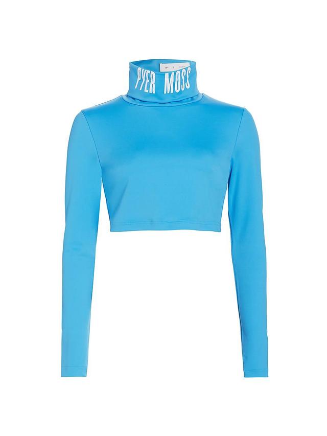 Pyer Moss x Reebok Womens Cropped Logo Turtleneck Top - Blue Product Image