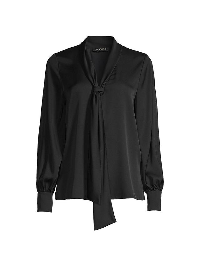 Womens Ella Silk-Blend Tie-Neck Blouse Product Image