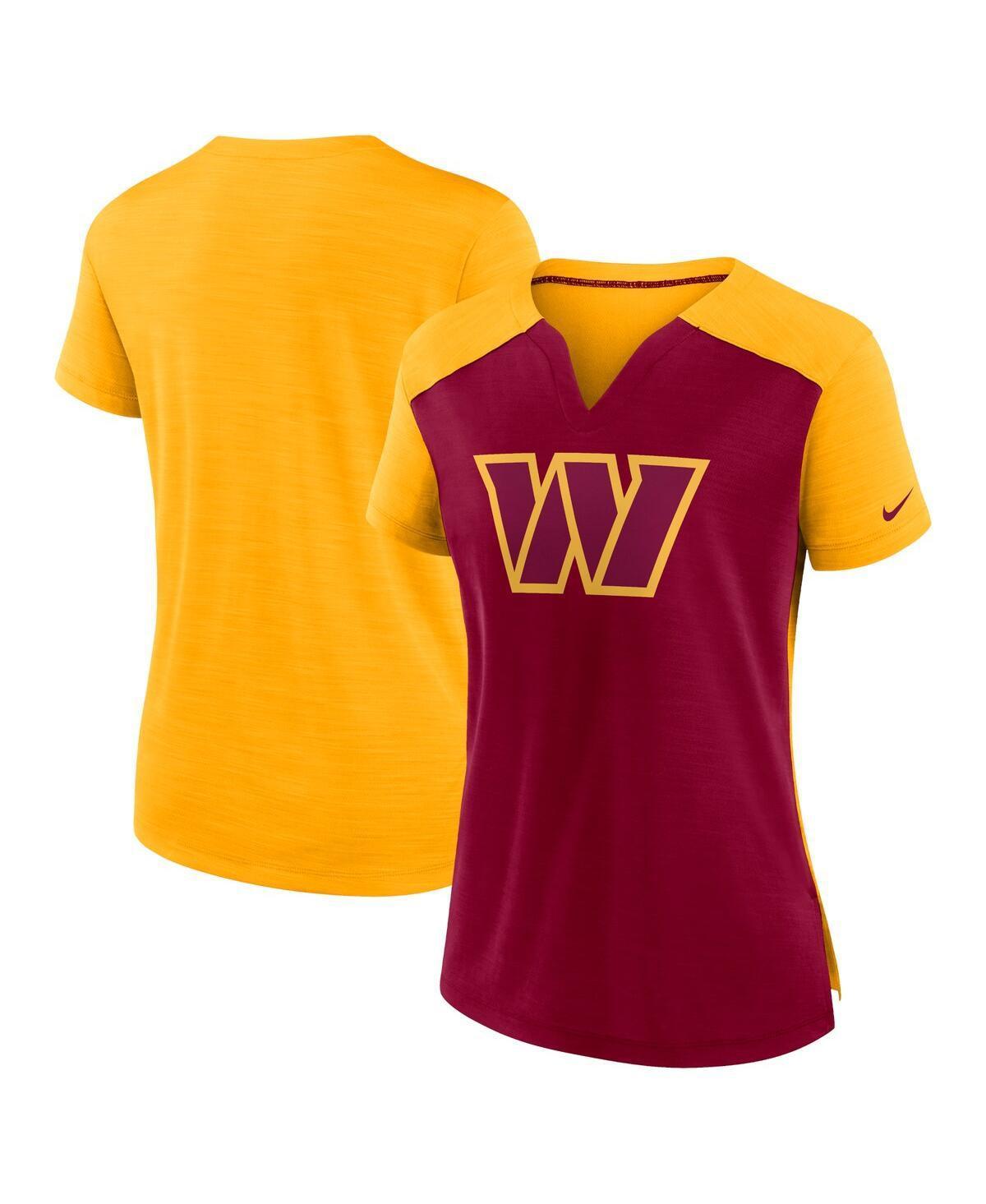 Womens Nike Burgundy/Gold Washington Commanders Impact Exceed Performance Notch Neck T-Shirt Product Image