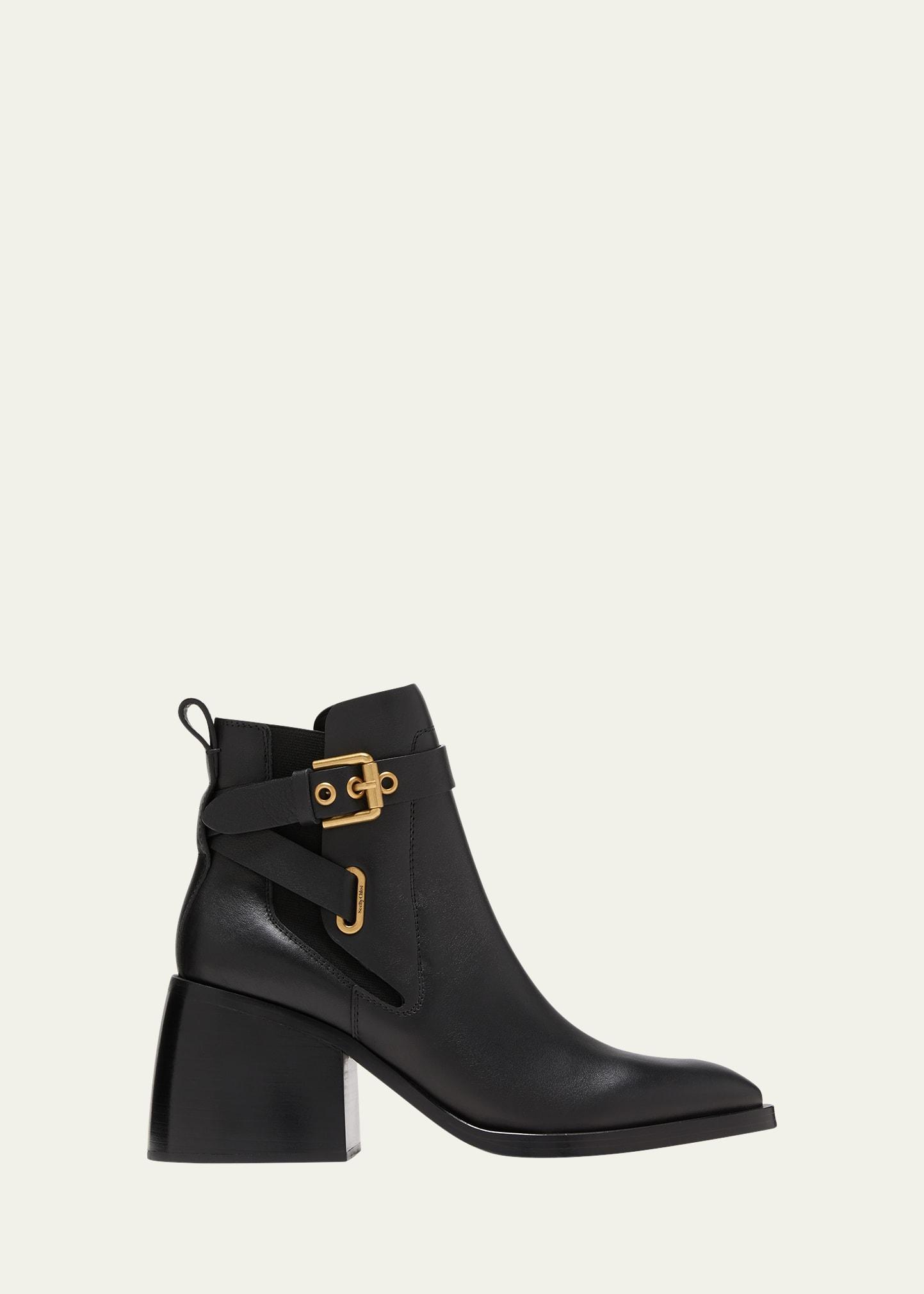 Averi Leather Buckle Ankle Boots Product Image