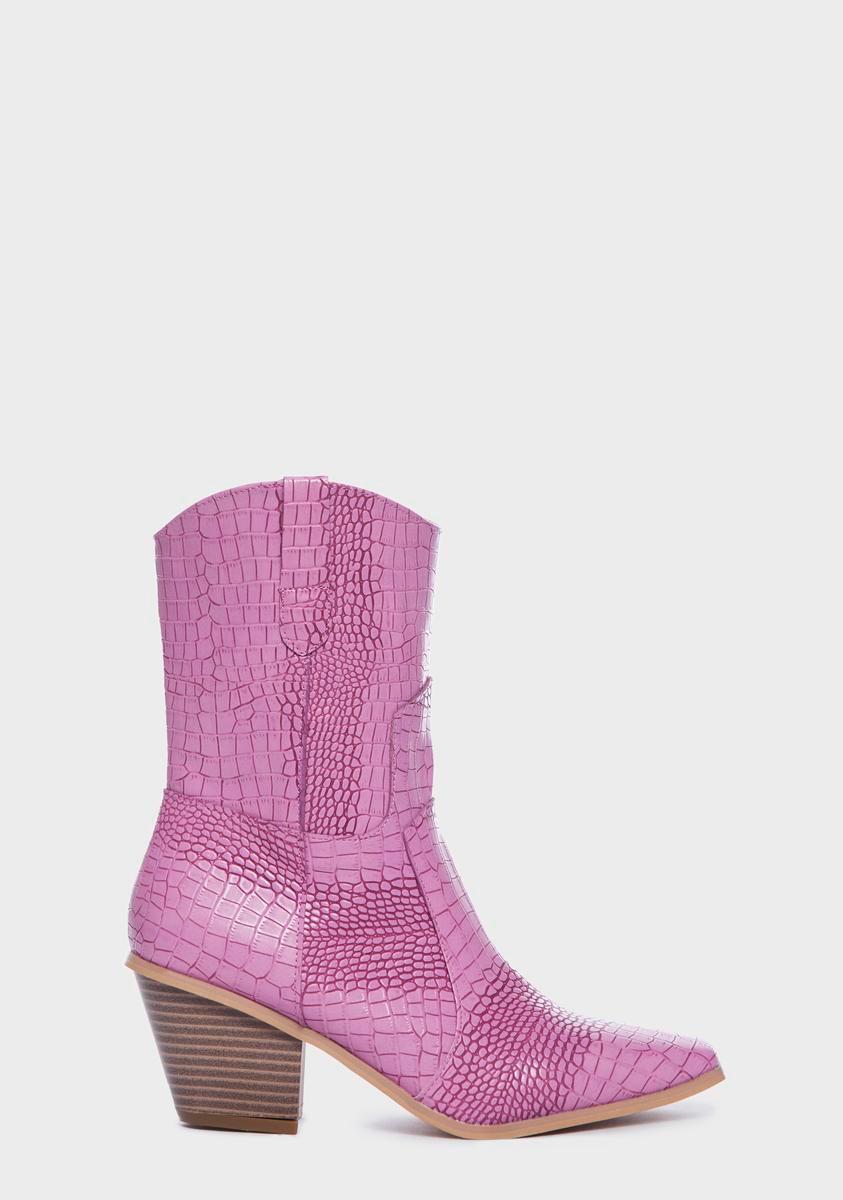 Croc Vegan Leather Cowboy Boots - Pink Product Image