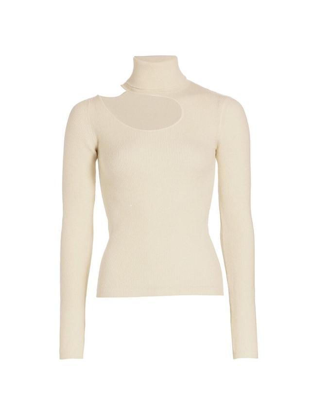 Womens Wool Cashmere Cut-Out Turtleneck Top Product Image