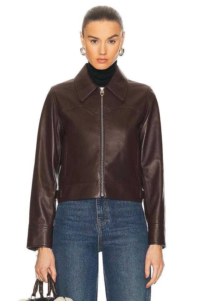 Chloe Leather Jacket in Brown Product Image