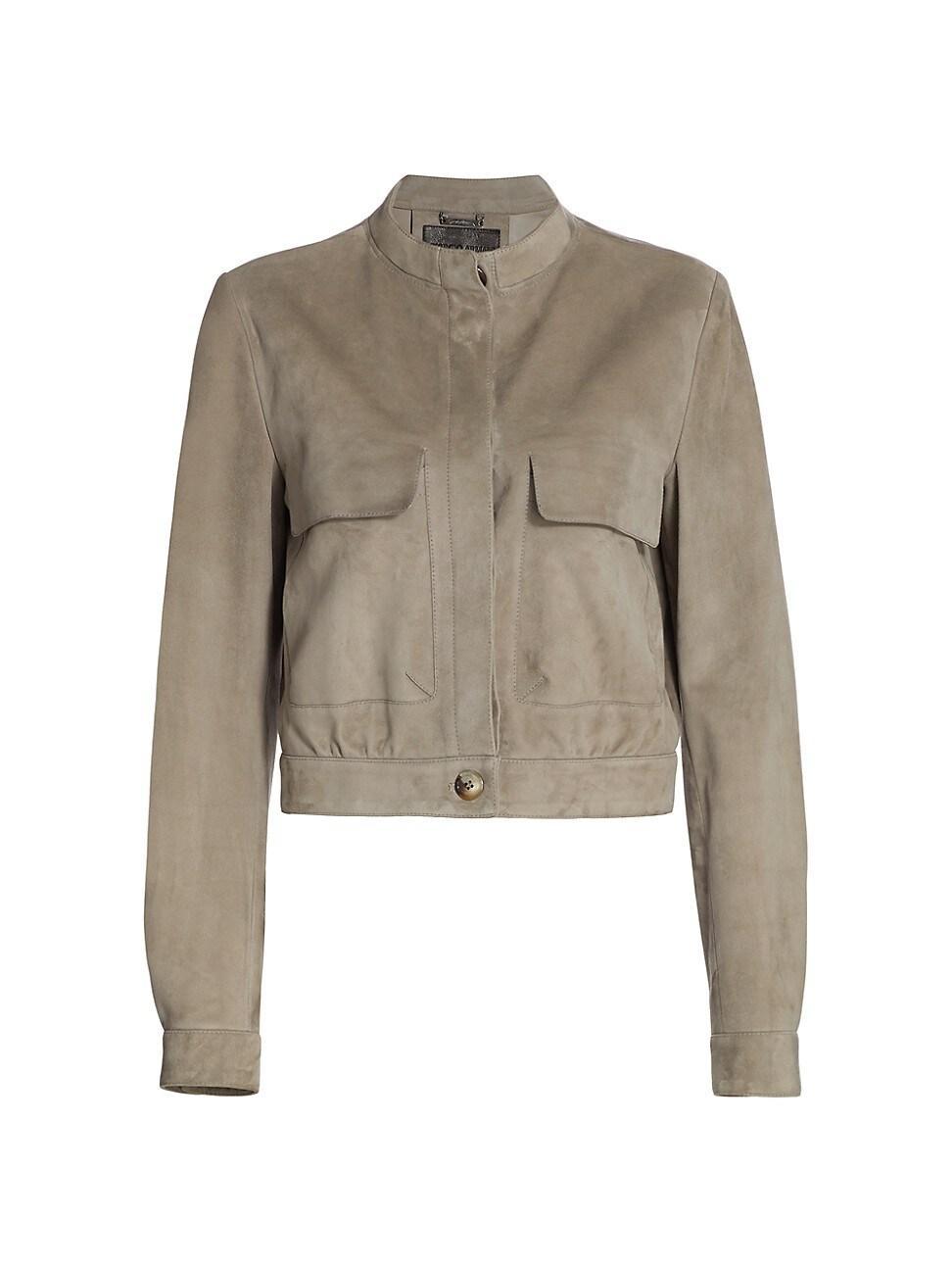 Womens Patch-Pocket Suede Jacket Product Image