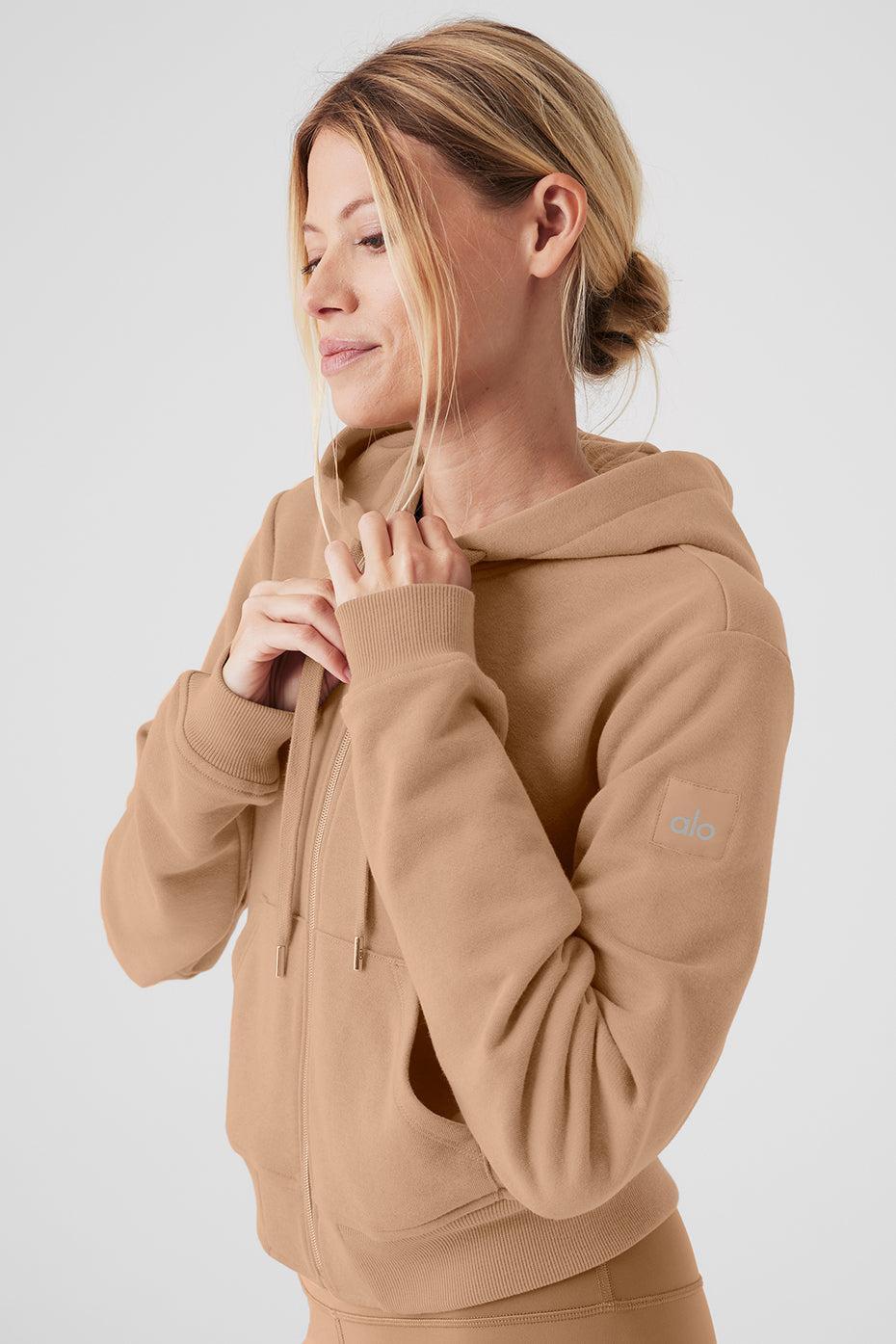 Routine Cropped Zip Hoodie - Toasted Almond Female Product Image