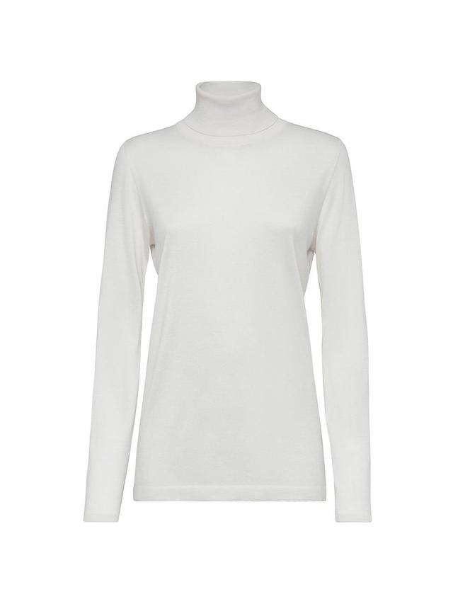 Womens Cashmere and Silk Lightweight Turtleneck Sweater Product Image