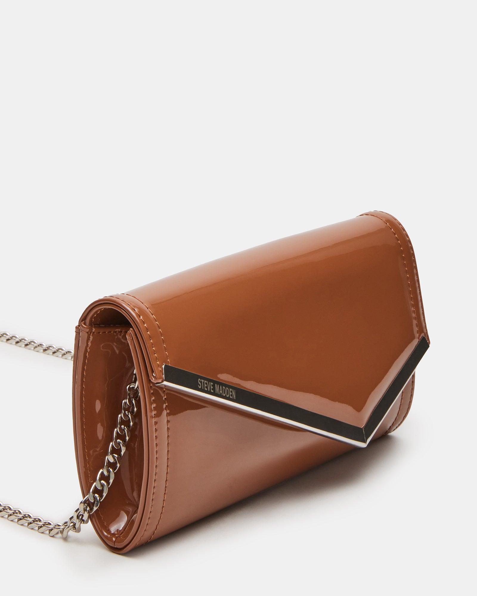 CLUTCHD BAG TAN PATENT Female Product Image