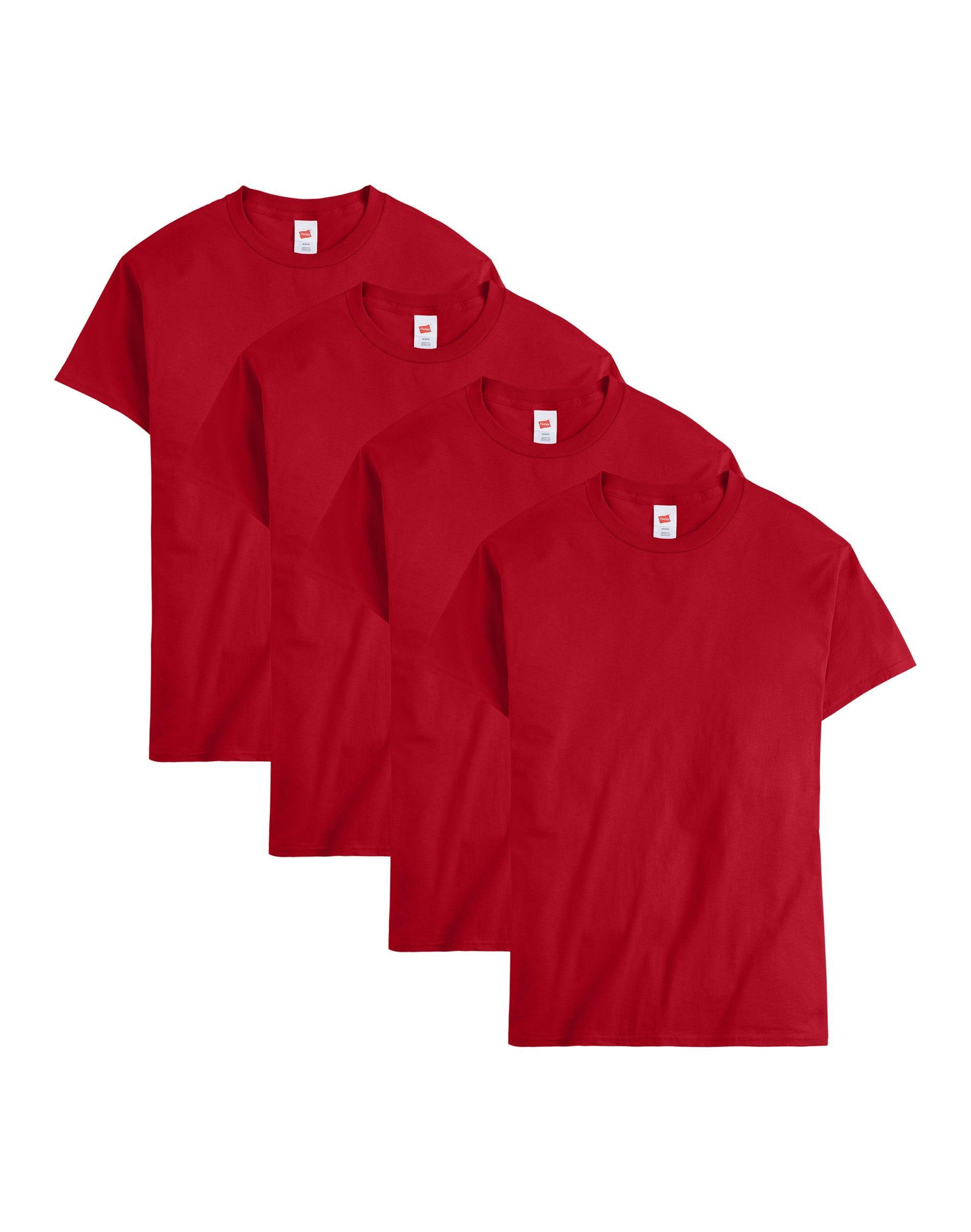 Hanes Essentials Mens Cotton T-Shirt, Value 4-Pack Maroon S Product Image