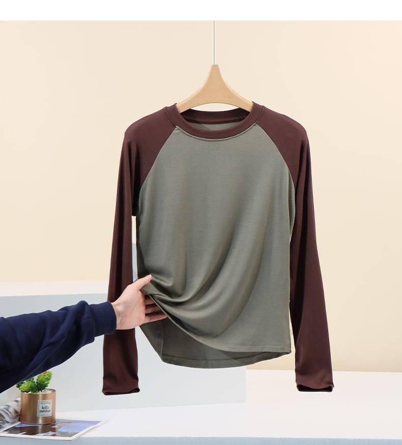 Long-Sleeve Crew Neck Raglan Tee Product Image