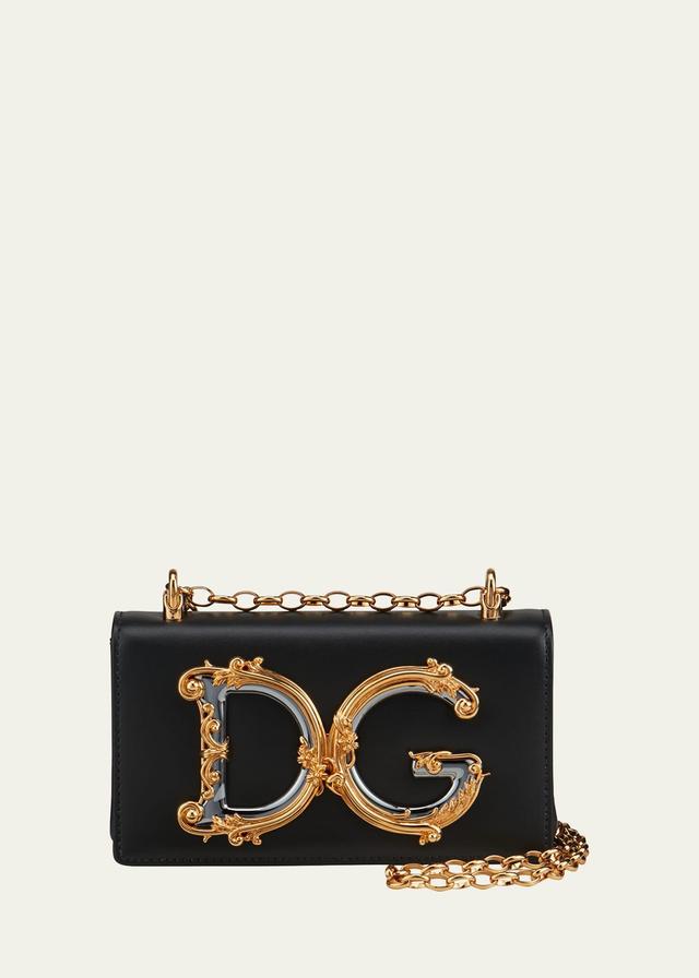 Dolce & Gabbana Girls Logo Leather Phone Crossbody Bag Product Image