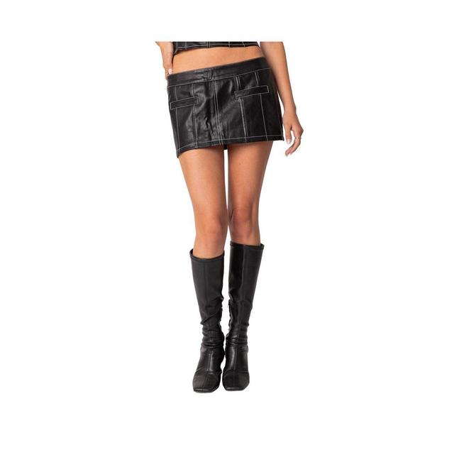 EDIKTED Moss Faux Leather Miniskirt Product Image