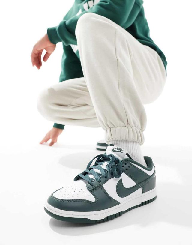 Nike Dunk Low Retro sneakers in green and white Product Image