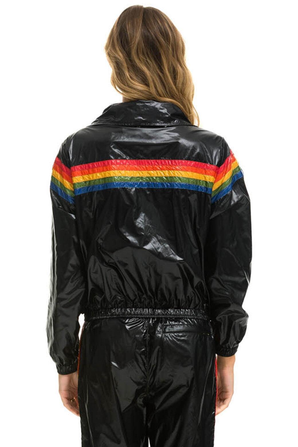 5 STRIPE WINDBREAKER - BLACK GLOSSY Female Product Image