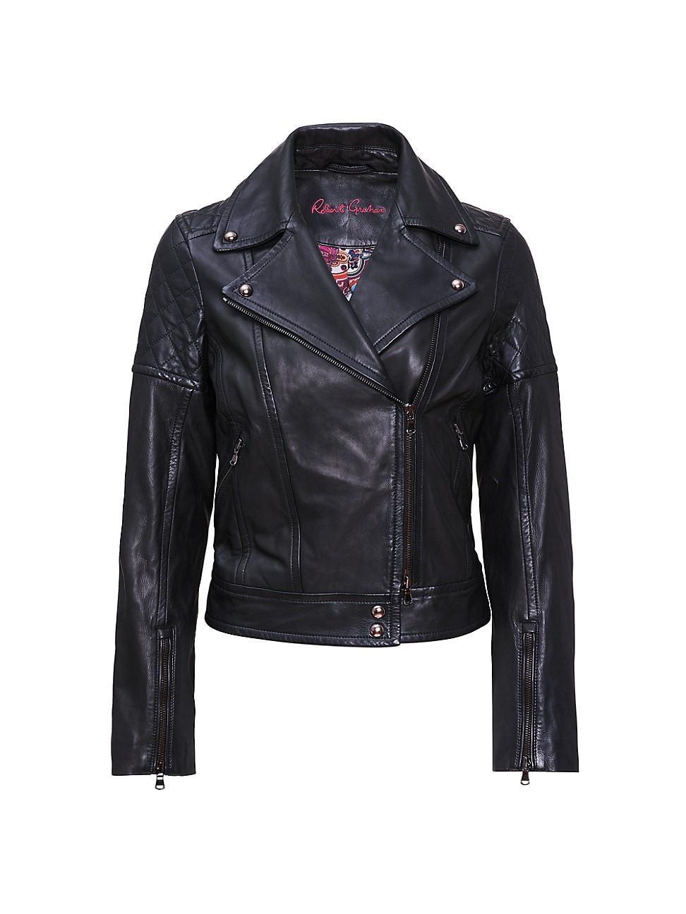 Womens Monroe Nappa Leather Moto Jacket - Dark Red - Size Medium - Dark Red - Size Medium Product Image