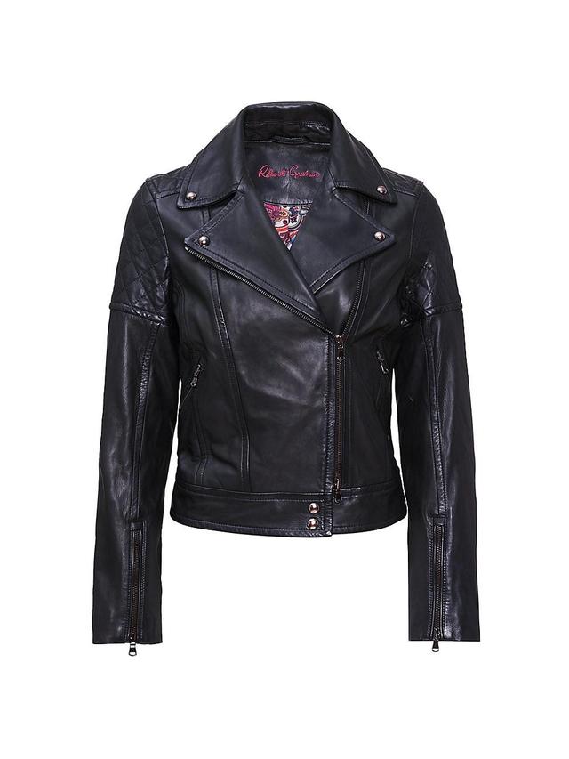 Womens Monroe Nappa Leather Moto Jacket Product Image