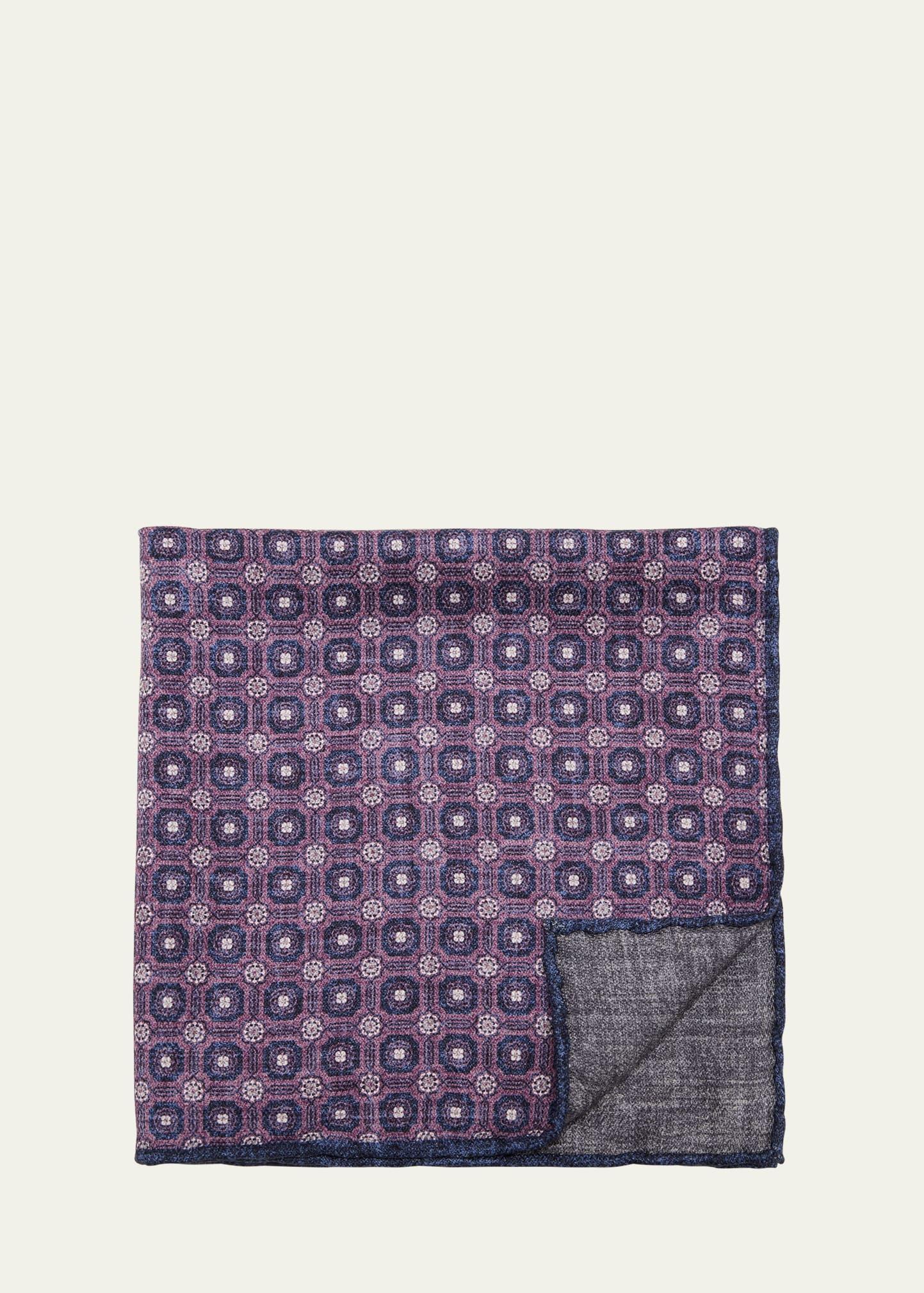 Men's Silk Geometric Pocket Square Product Image