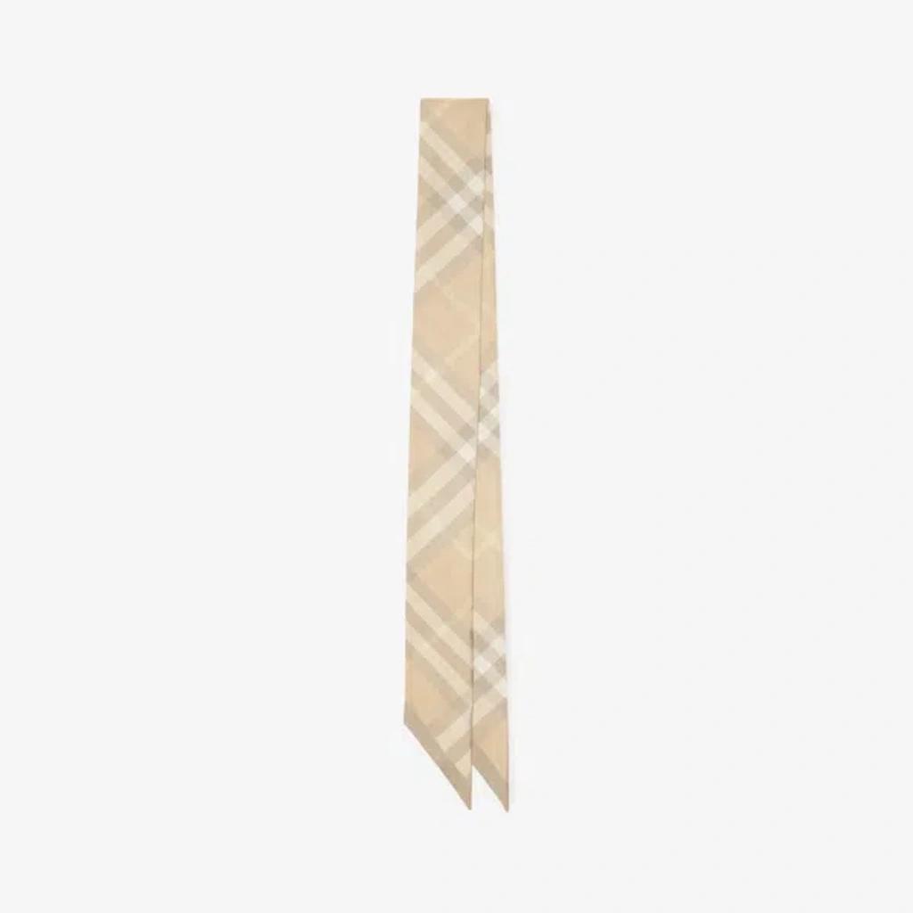 BURBERRY Silk Check Skinny Scarf In Neutrals Product Image