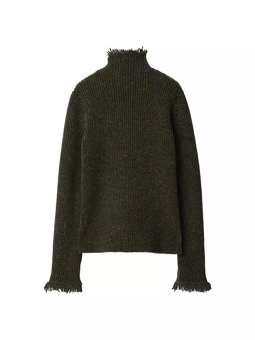 Fringed Rib-Knit Wool Sweater Product Image